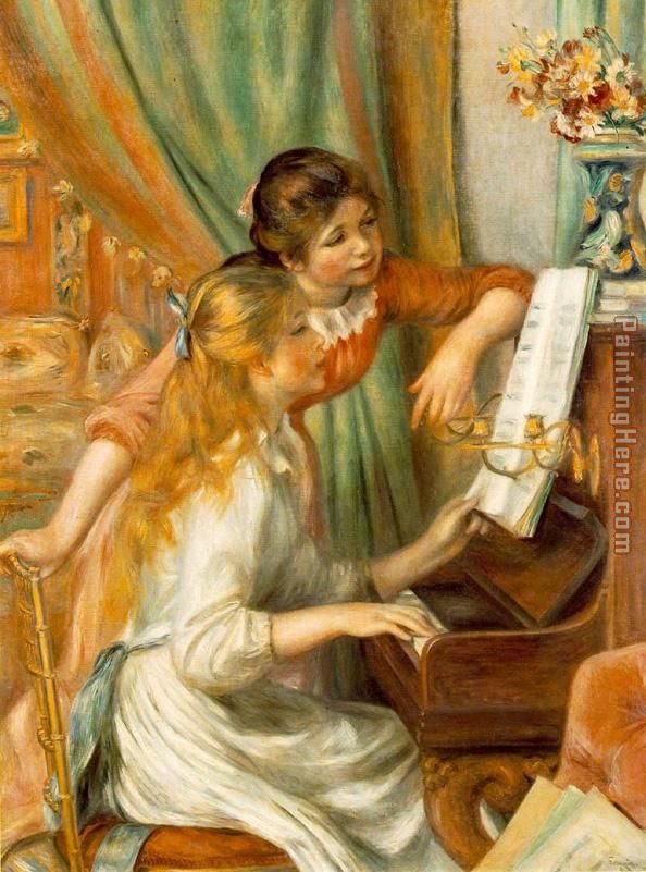 Girls at The Piano painting - Pierre Auguste Renoir Girls at The Piano art painting